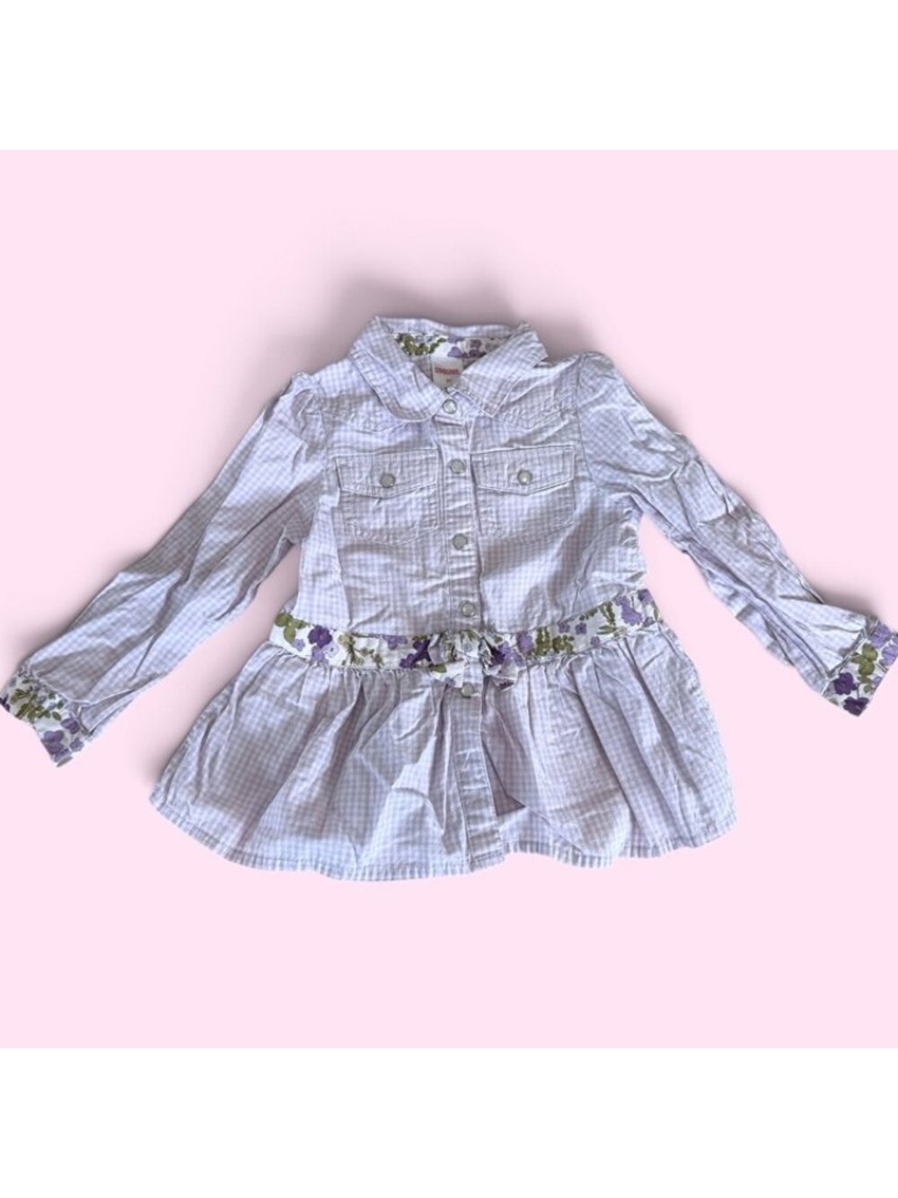 Girls Gymboree Vintage Purple Gingham Country Top size 3T